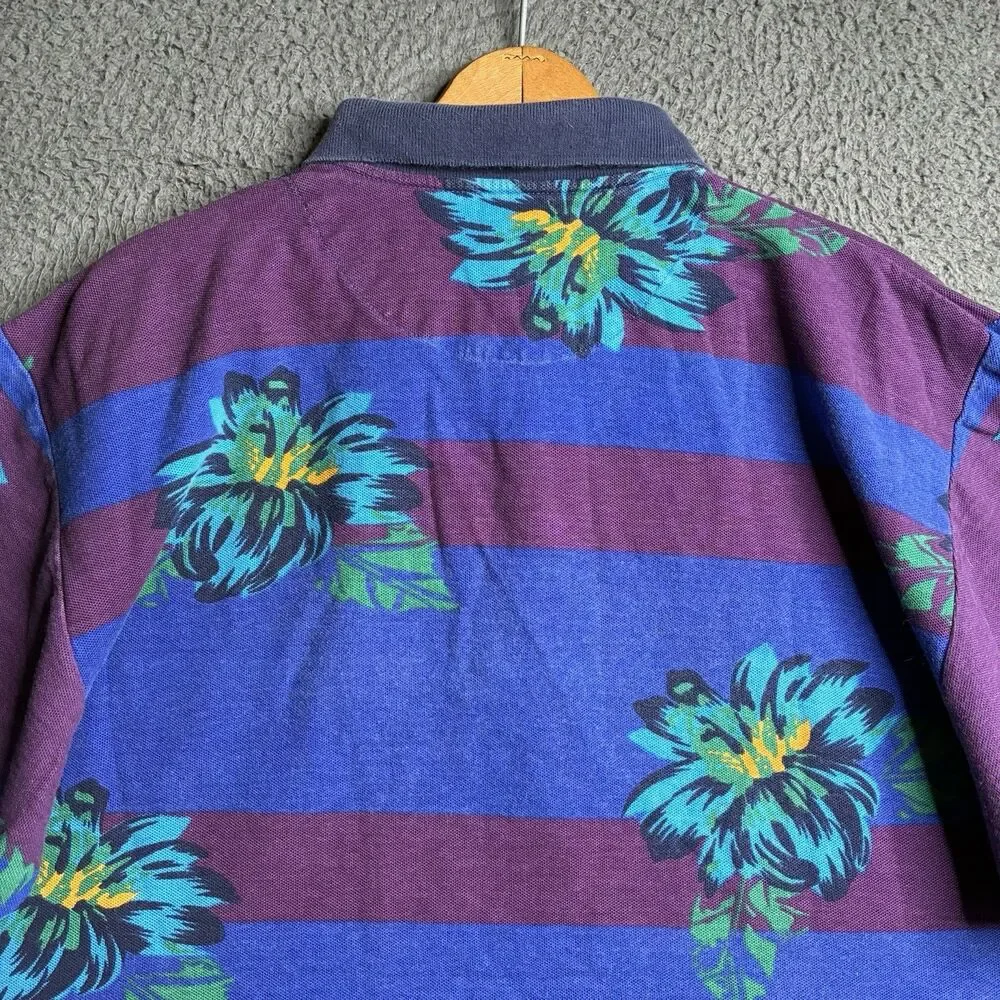 Vintage Chaps Ralph Lauren Polo Shirt Mens XL 90s Striped Rugby Short Sleeve